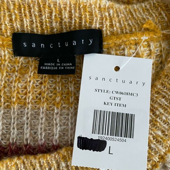 Nordstrom Sanctuary Blur the Lines Stripe Crewneck Sweater Pullover L Large - Picture 6 of 8